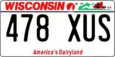 WI license plate 478XUS