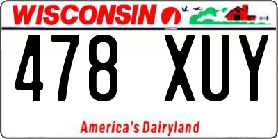 WI license plate 478XUY