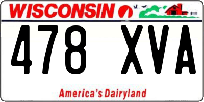 WI license plate 478XVA