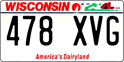 WI license plate 478XVG