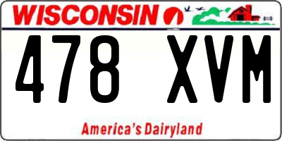 WI license plate 478XVM
