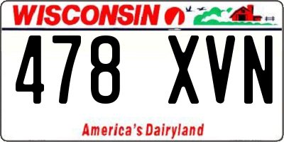 WI license plate 478XVN