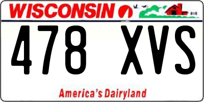 WI license plate 478XVS