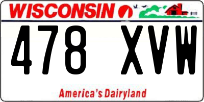 WI license plate 478XVW