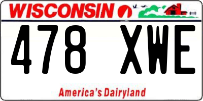 WI license plate 478XWE
