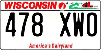 WI license plate 478XWO