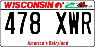 WI license plate 478XWR