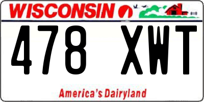 WI license plate 478XWT