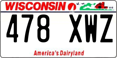 WI license plate 478XWZ