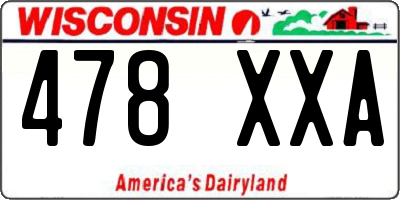 WI license plate 478XXA