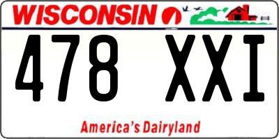 WI license plate 478XXI