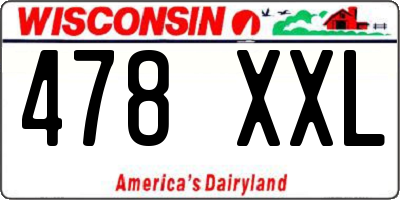 WI license plate 478XXL