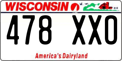 WI license plate 478XXO