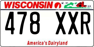 WI license plate 478XXR