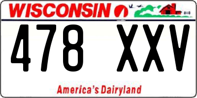 WI license plate 478XXV