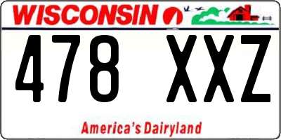 WI license plate 478XXZ