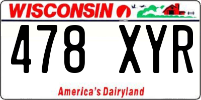 WI license plate 478XYR