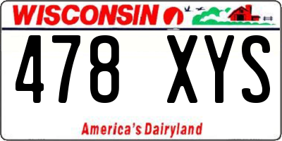 WI license plate 478XYS