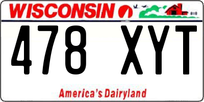 WI license plate 478XYT