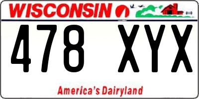 WI license plate 478XYX