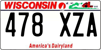 WI license plate 478XZA