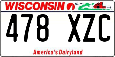 WI license plate 478XZC