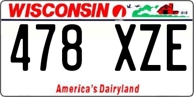 WI license plate 478XZE