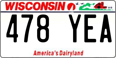 WI license plate 478YEA