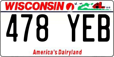WI license plate 478YEB
