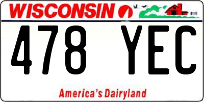 WI license plate 478YEC