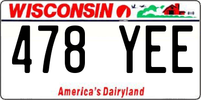 WI license plate 478YEE