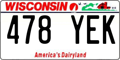 WI license plate 478YEK