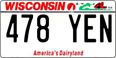 WI license plate 478YEN