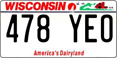 WI license plate 478YEO