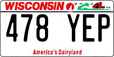 WI license plate 478YEP