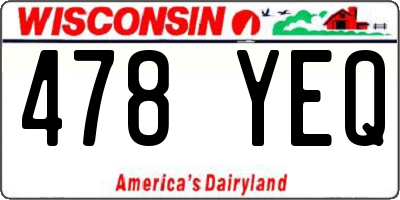 WI license plate 478YEQ