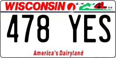 WI license plate 478YES