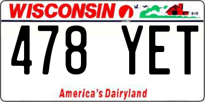 WI license plate 478YET