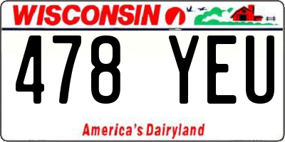 WI license plate 478YEU