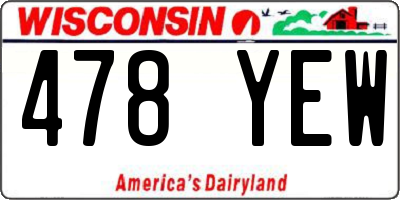 WI license plate 478YEW