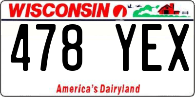 WI license plate 478YEX