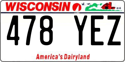 WI license plate 478YEZ