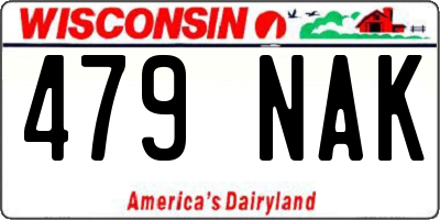 WI license plate 479NAK