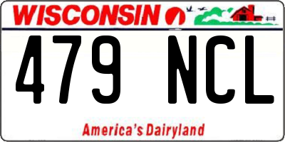 WI license plate 479NCL
