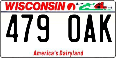 WI license plate 479OAK