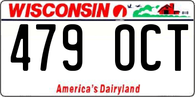WI license plate 479OCT