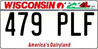 WI license plate 479PLF