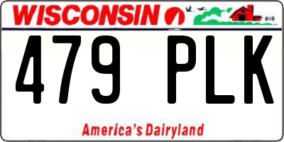 WI license plate 479PLK