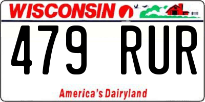 WI license plate 479RUR