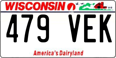 WI license plate 479VEK